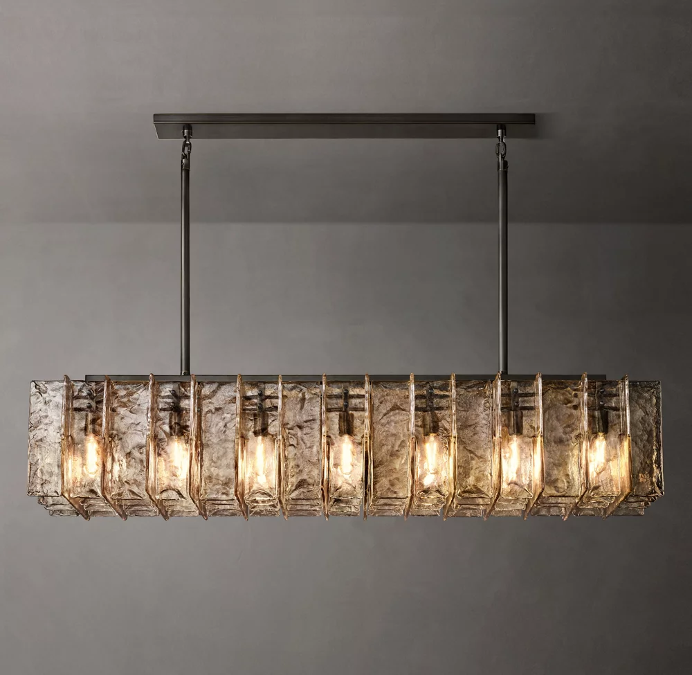 Lattice smoke glass linear chandelier 67