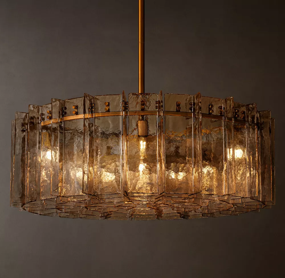 Lattice smoke glass round chandelier 37
