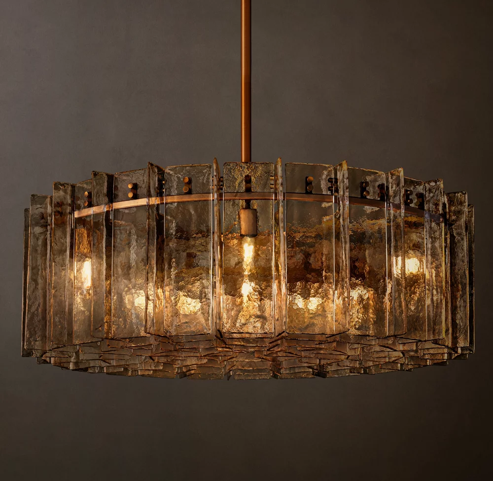 Lattice smoke glass round chandelier 48