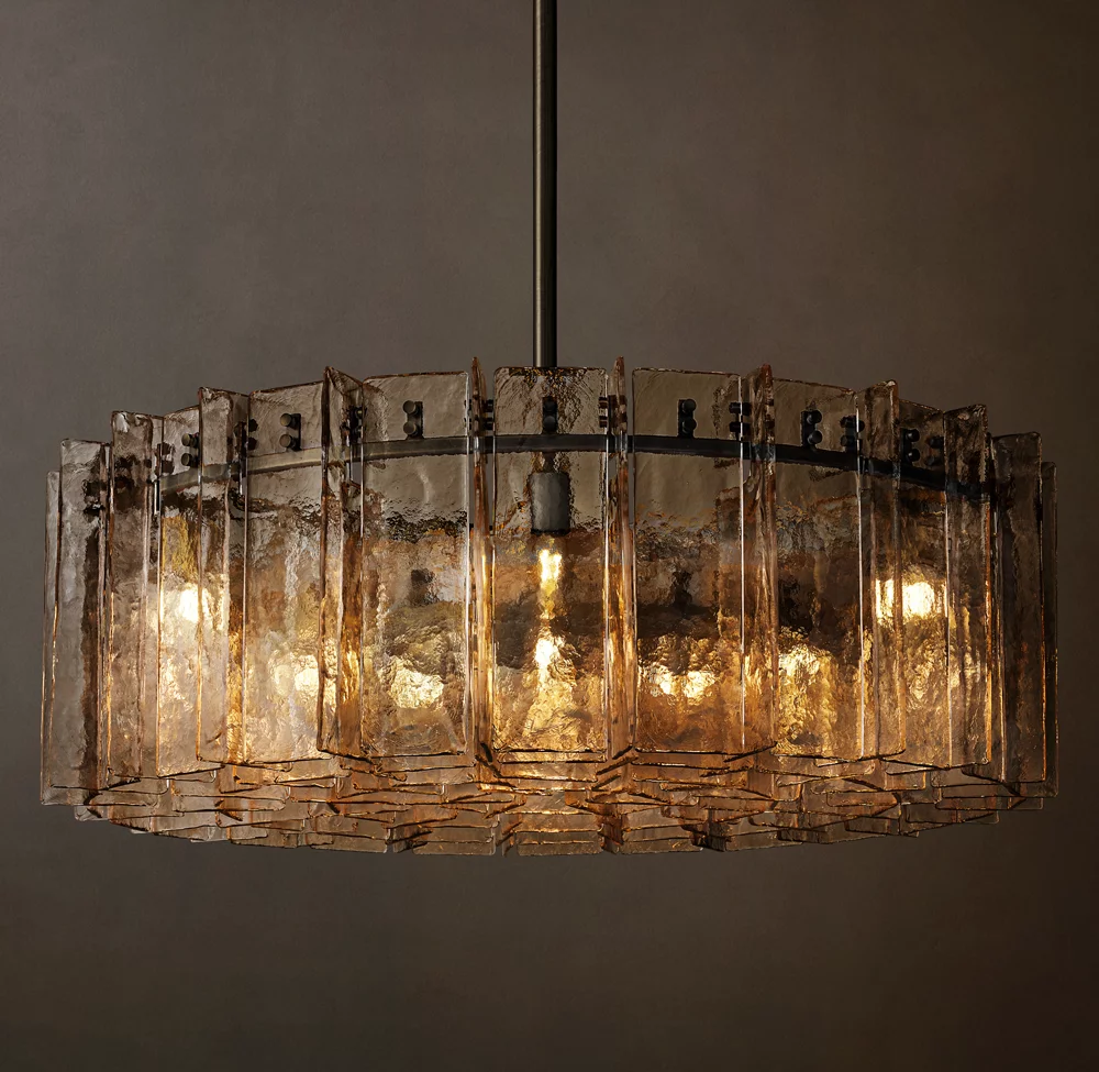 Lattice smoke glass round chandelier 48