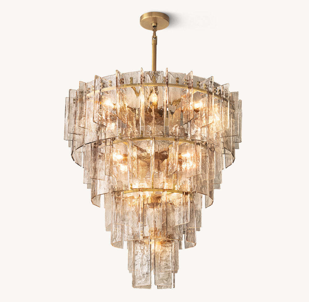 Lattice smoke glass tiered chandelier 47