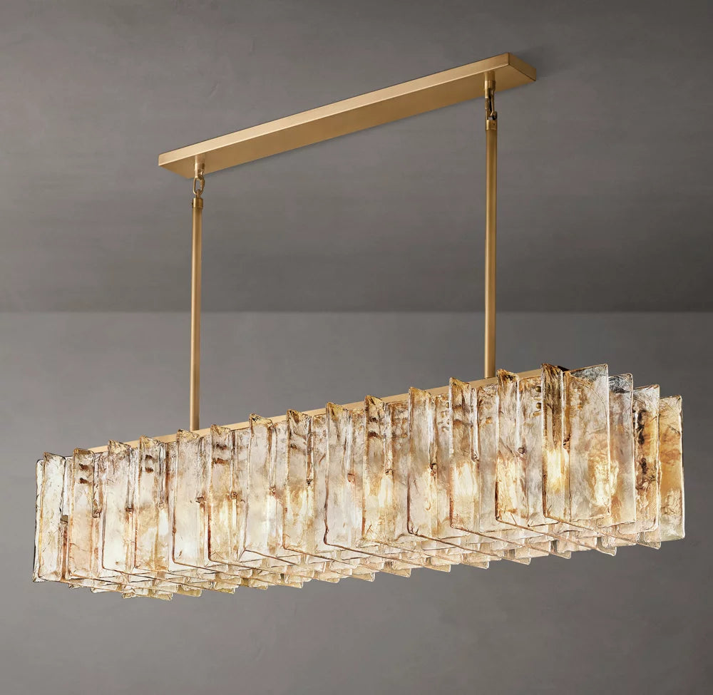 Lattice Smoke Glass Rectangular Chandelier