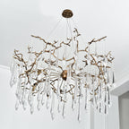 Branching Brass Extended Teardrop Round Chandelier