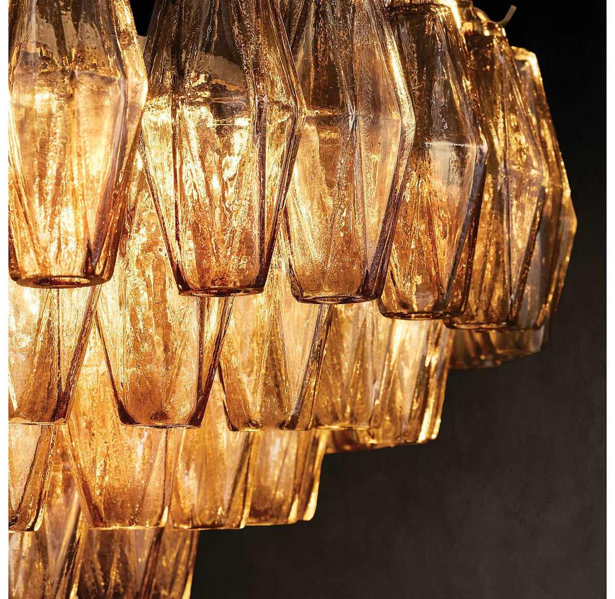 Mia Smoke Glass Tiered Rectangular  Chandelier For Dinning Room