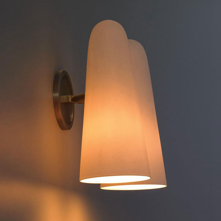Moden White Ceram Double Shade Wall Sconce