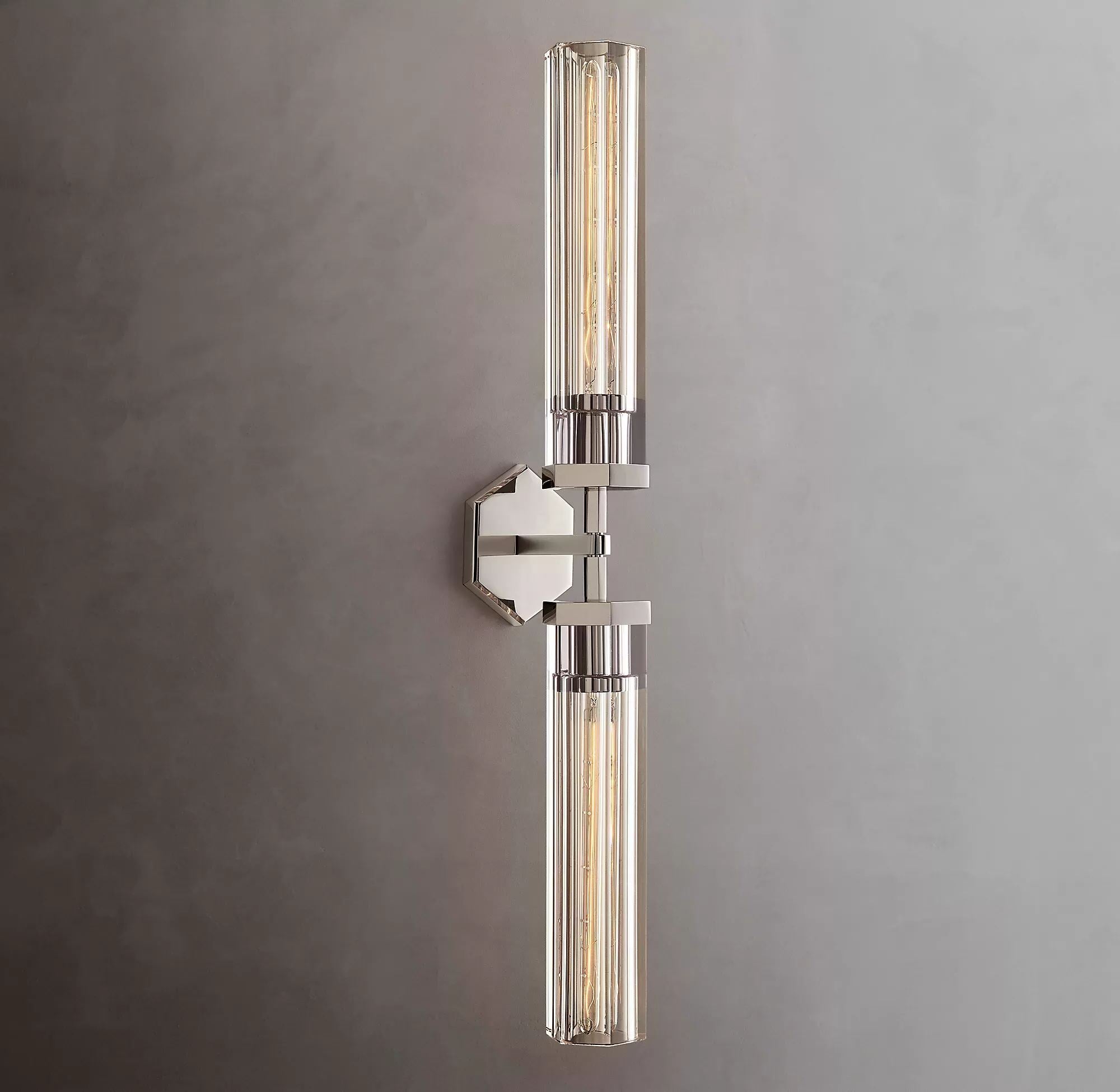 Lambeth Hexagonal Double Head Brass Wall Sconce