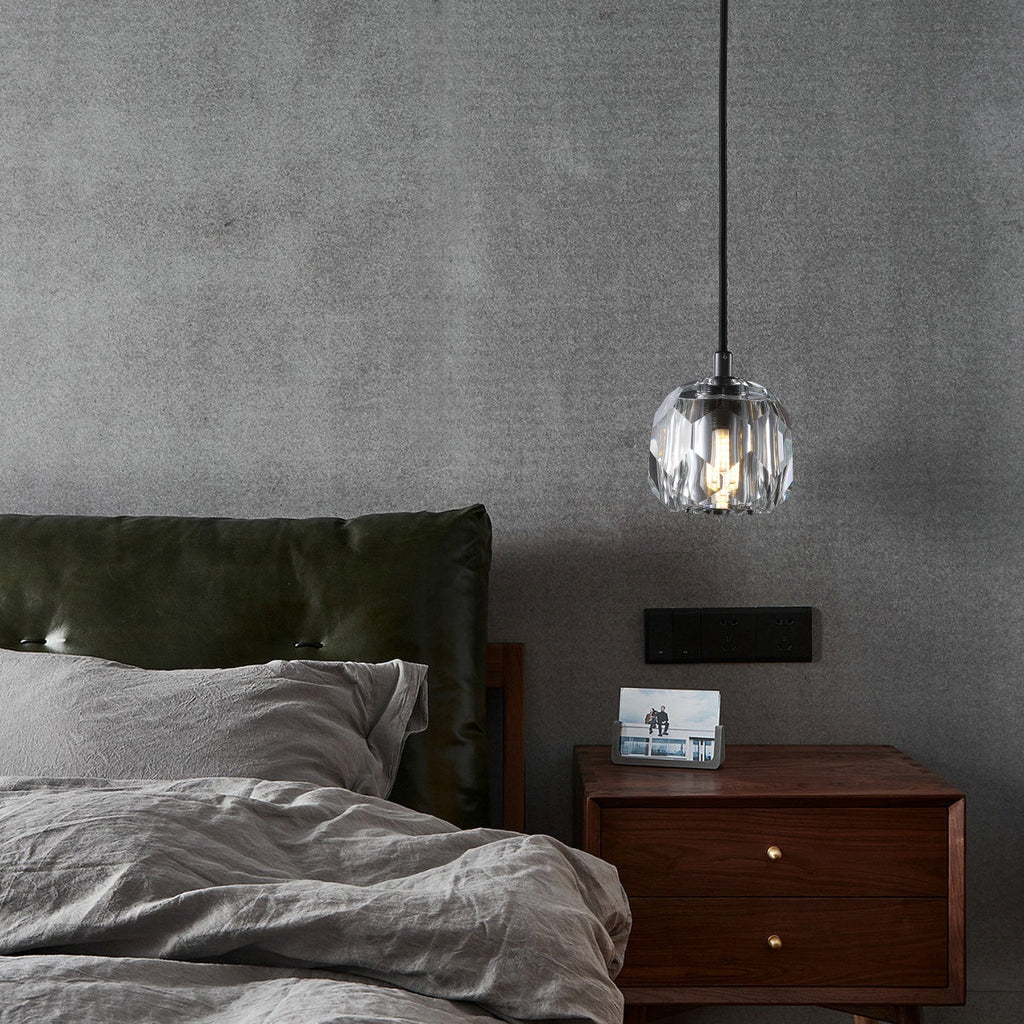 Boule De Clear/Smoke Glass Cord Pendant Light