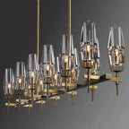 Chaillot Glass Brass Chandelier(Long) For Living Room-konalight