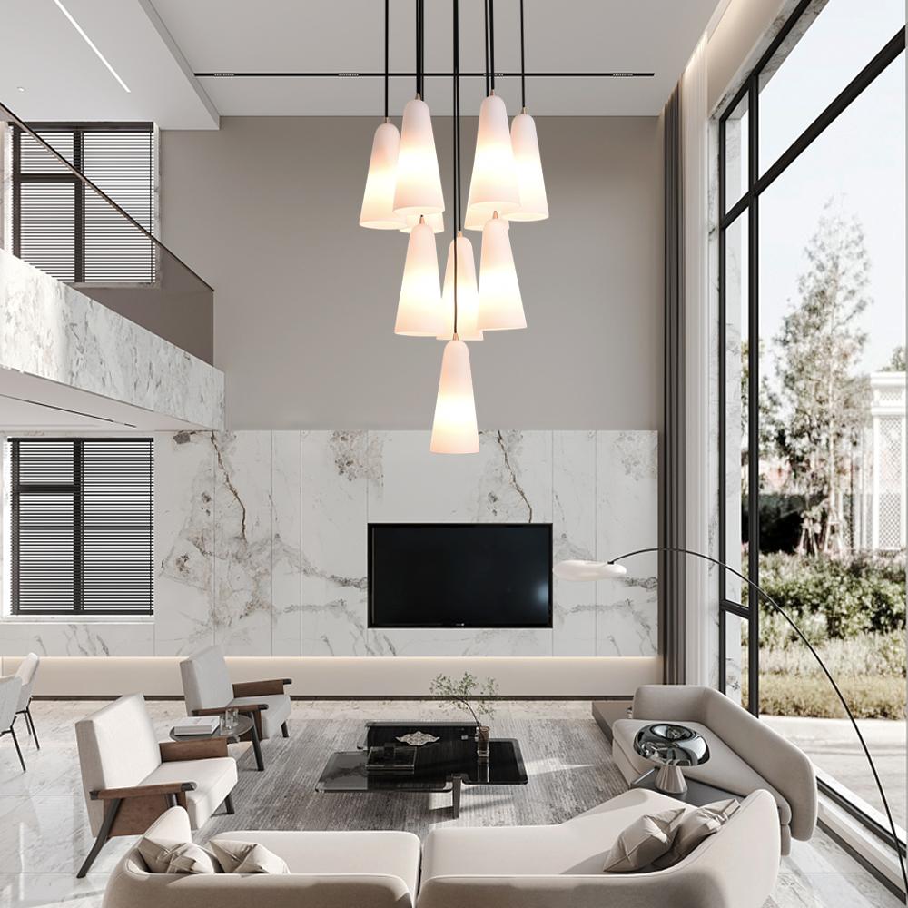 White Ceramics Round Chandelier 18-konalight