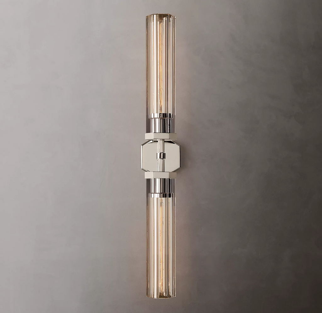Lambeth Hexagonal Double Head Brass Wall Sconce