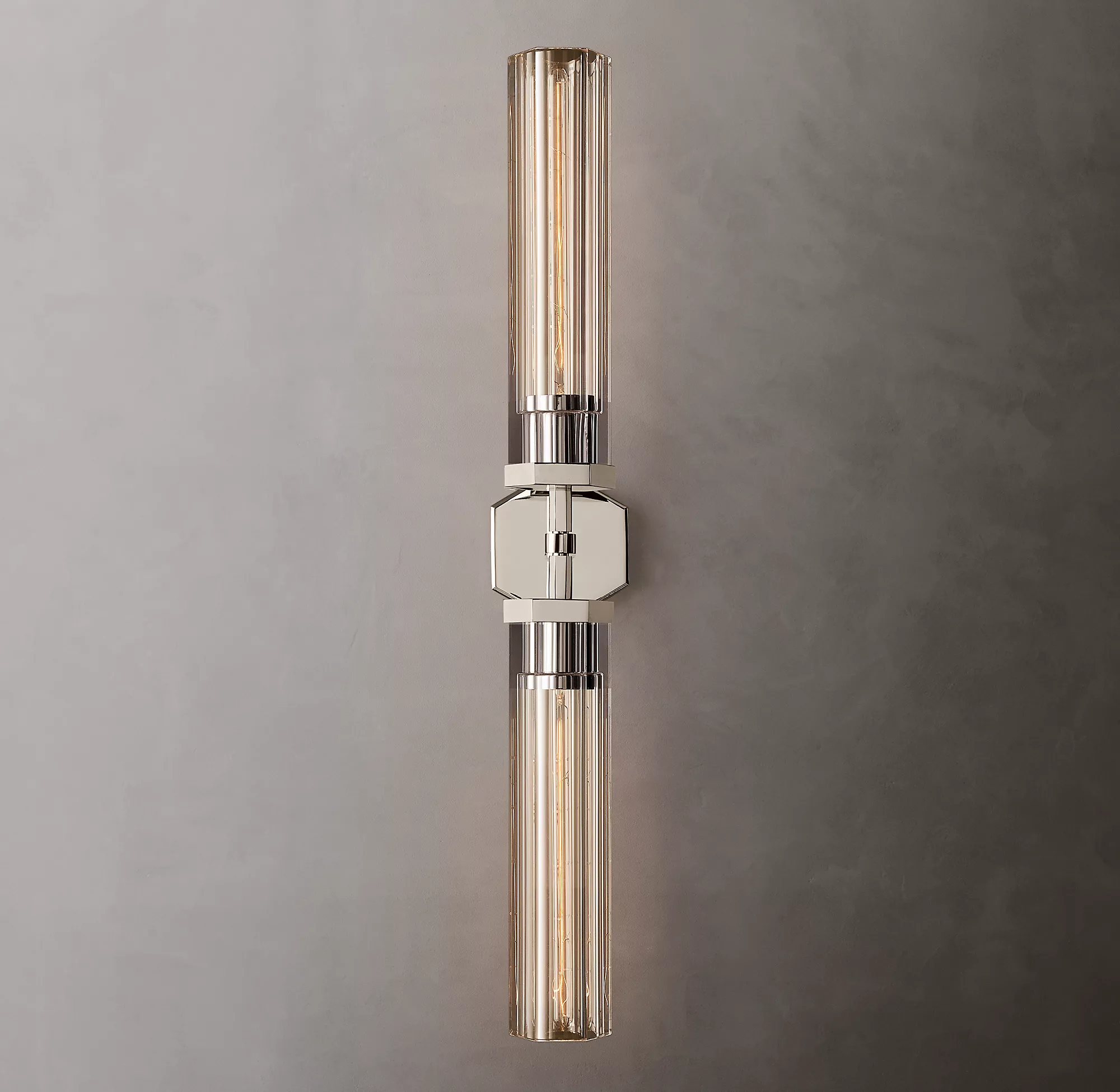 Lambeth Hexagonal Double Head Brass Wall Sconce