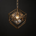 Vintage Brass Tesseract Crystal Pendant Light-konalight