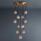 Pearly Round Chandelier Vintage Light Fixture 22-konalight