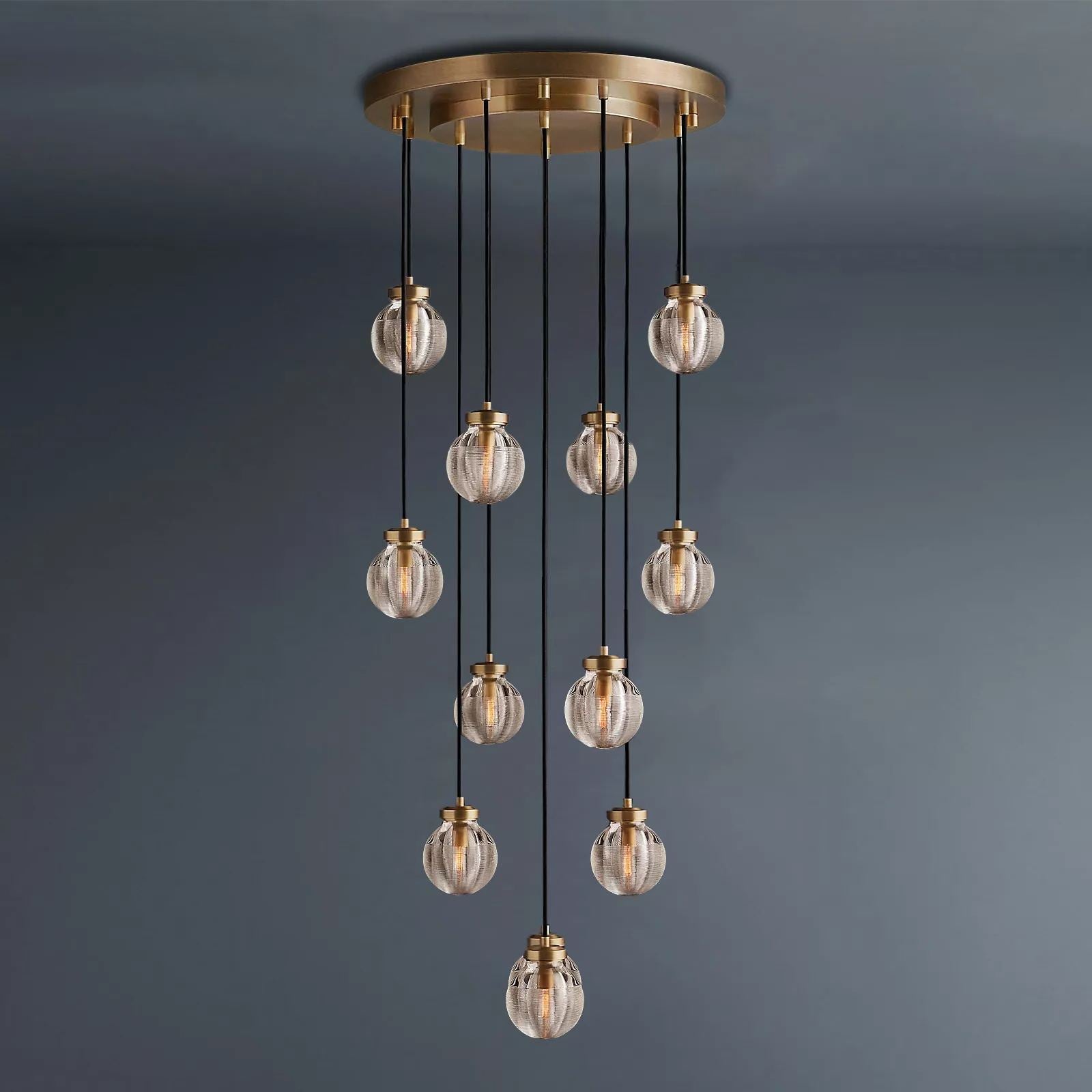 Pearly Round Chandelier Vintage Light Fixture 22-konalight