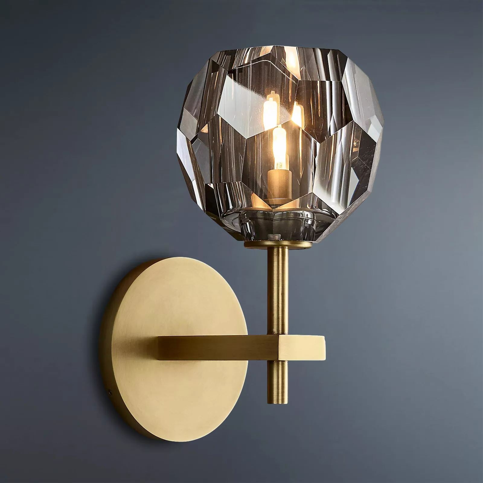 Boule De Crystal Ball Clear/Smoke Glass Wall Sconce