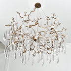 Branching Brass Extended Teardrop Round Chandelier