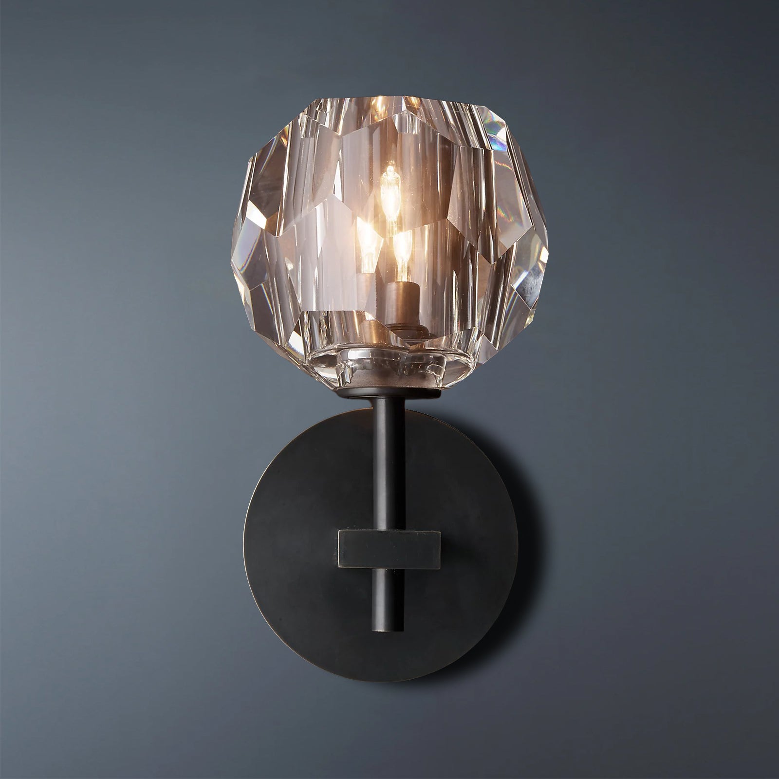 Boule De Crystal Ball Clear/Smoke Glass Wall Sconce
