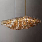 Mia Smoke Glass Tiered Rectangular  Chandelier For Dinning Room-konalight