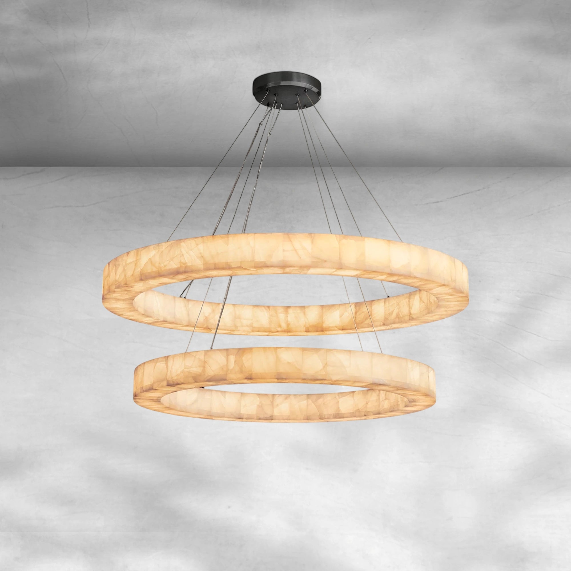Rim 2-Tier Round Calcite Chandelier 60