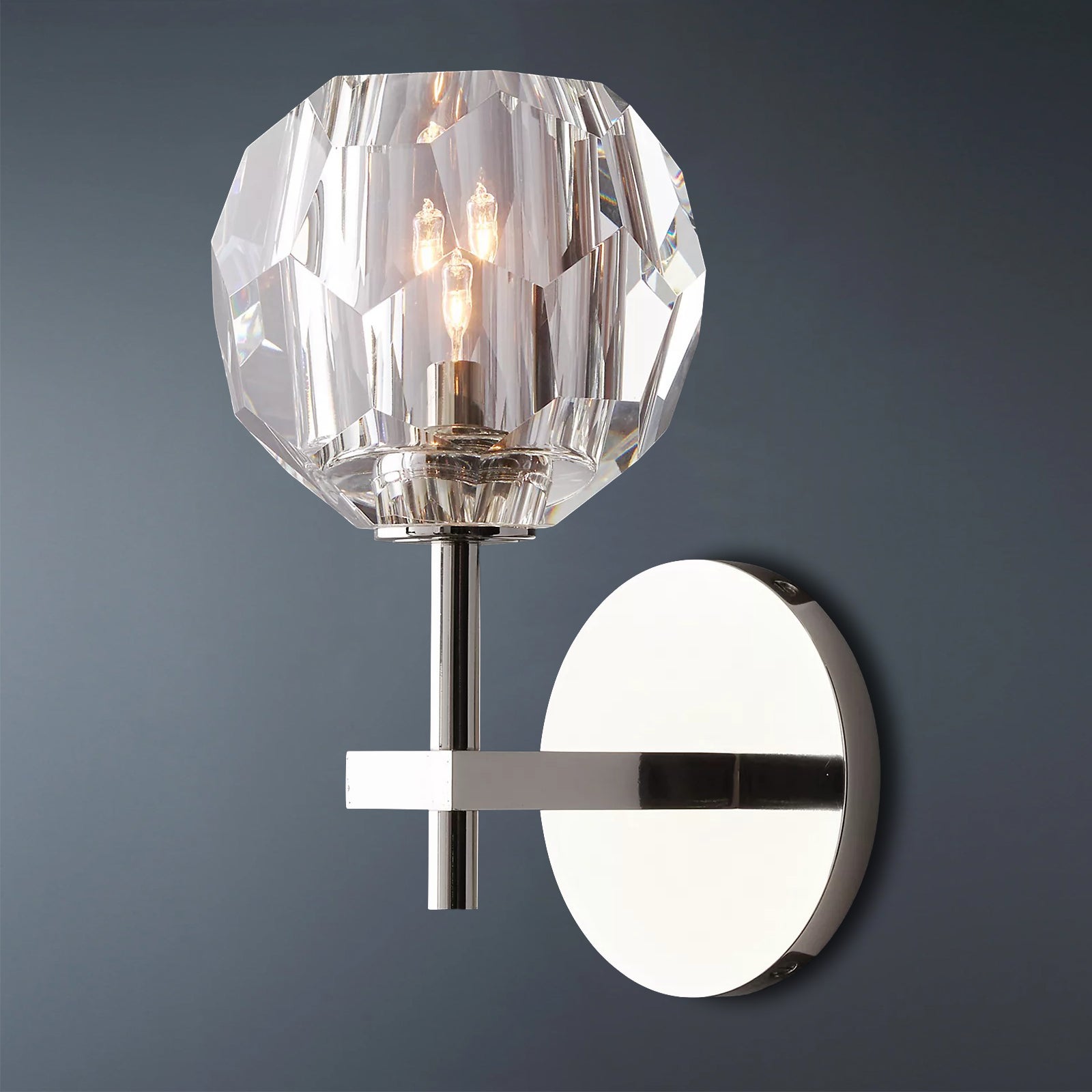Boule De Crystal Ball Clear/Smoke Glass Wall Sconce