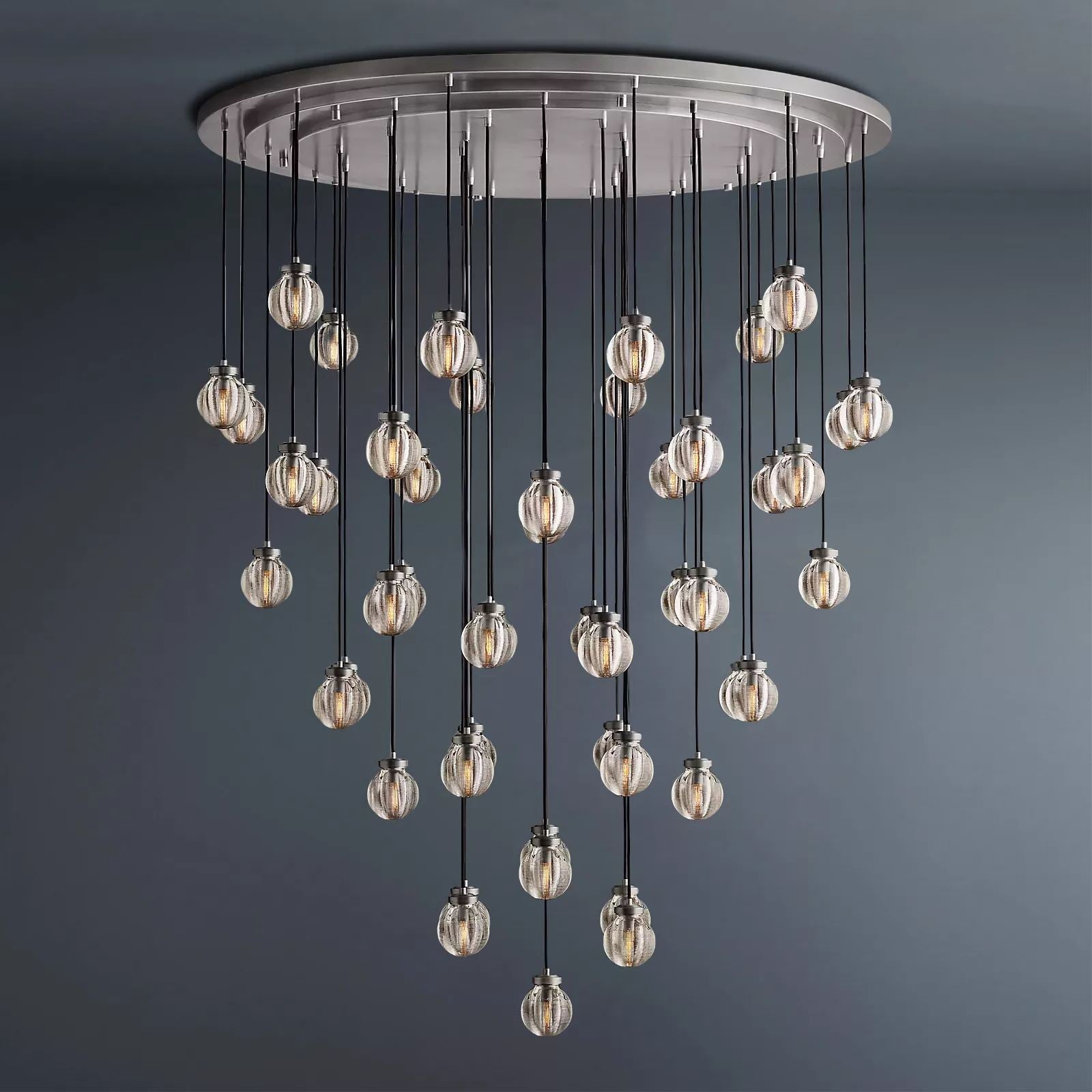 Pearl Round Chandelier Vintage Light Fixture 60