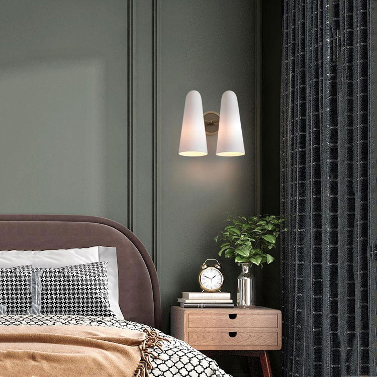 Moden White Ceram Double Shade Wall Sconce-konalight