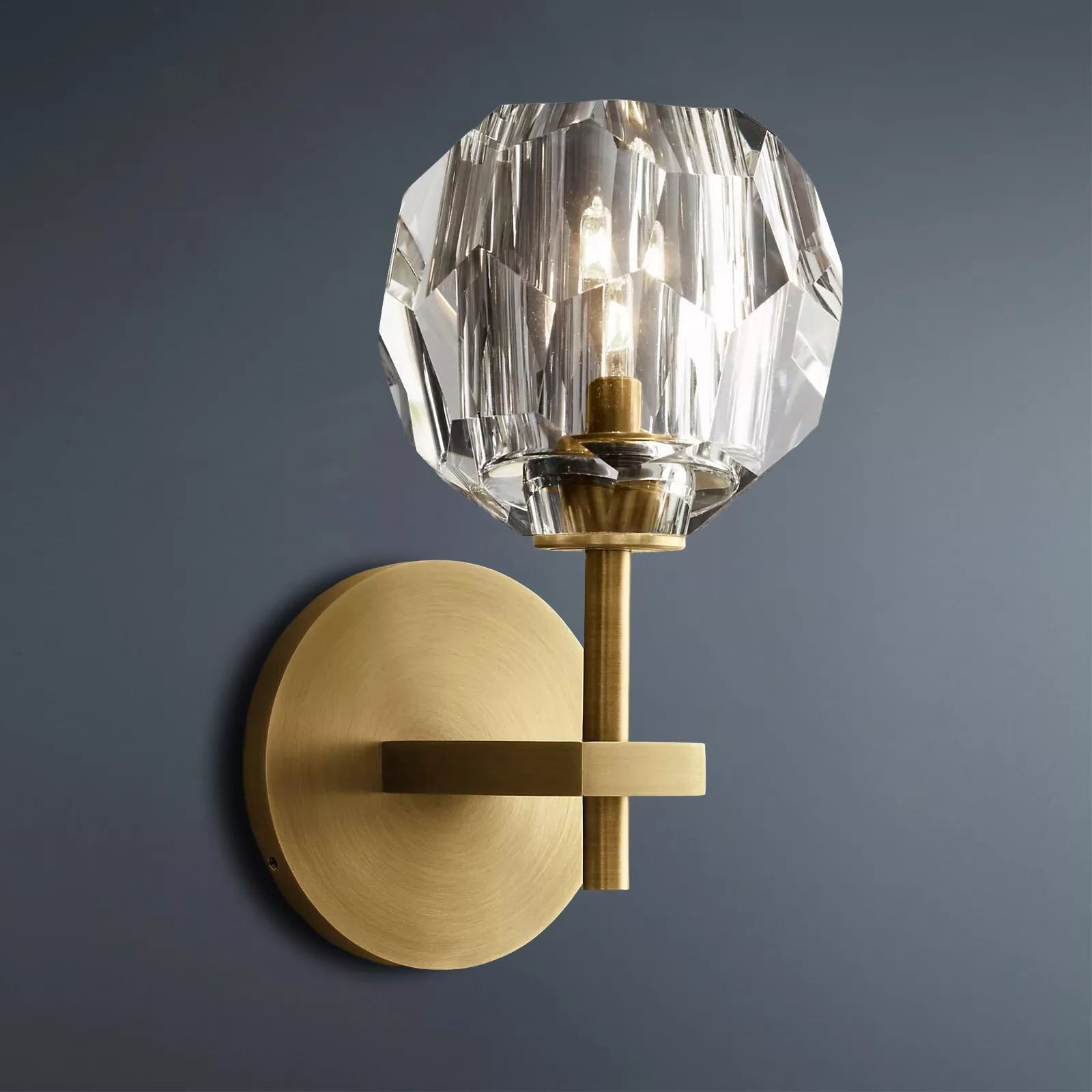 Boule De Crystal Ball Clear/Smoke Glass Wall Sconce