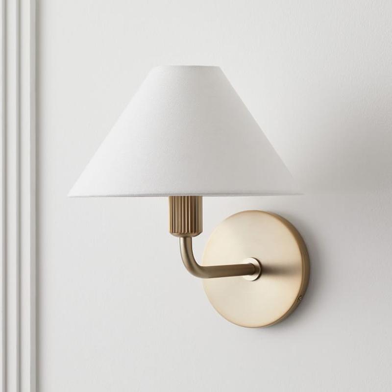 Montfaucon Tapered Linen Shade For Sconce Modern Wall Lamp