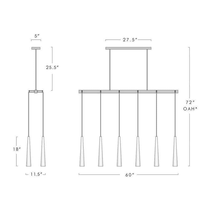 Apollin Linear Crystal Shades Chandelier For Kitchen Island Chandelier