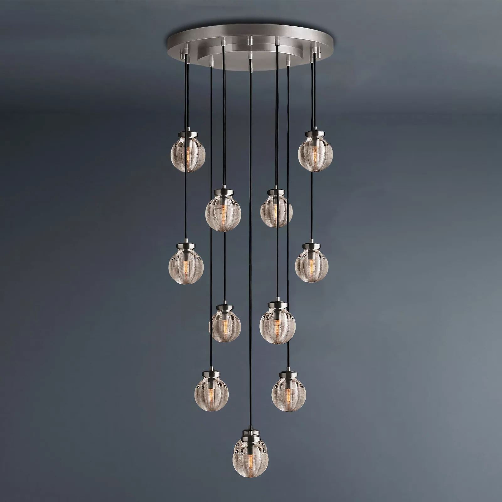 Pearly Round Chandelier Vintage Light Fixture 22