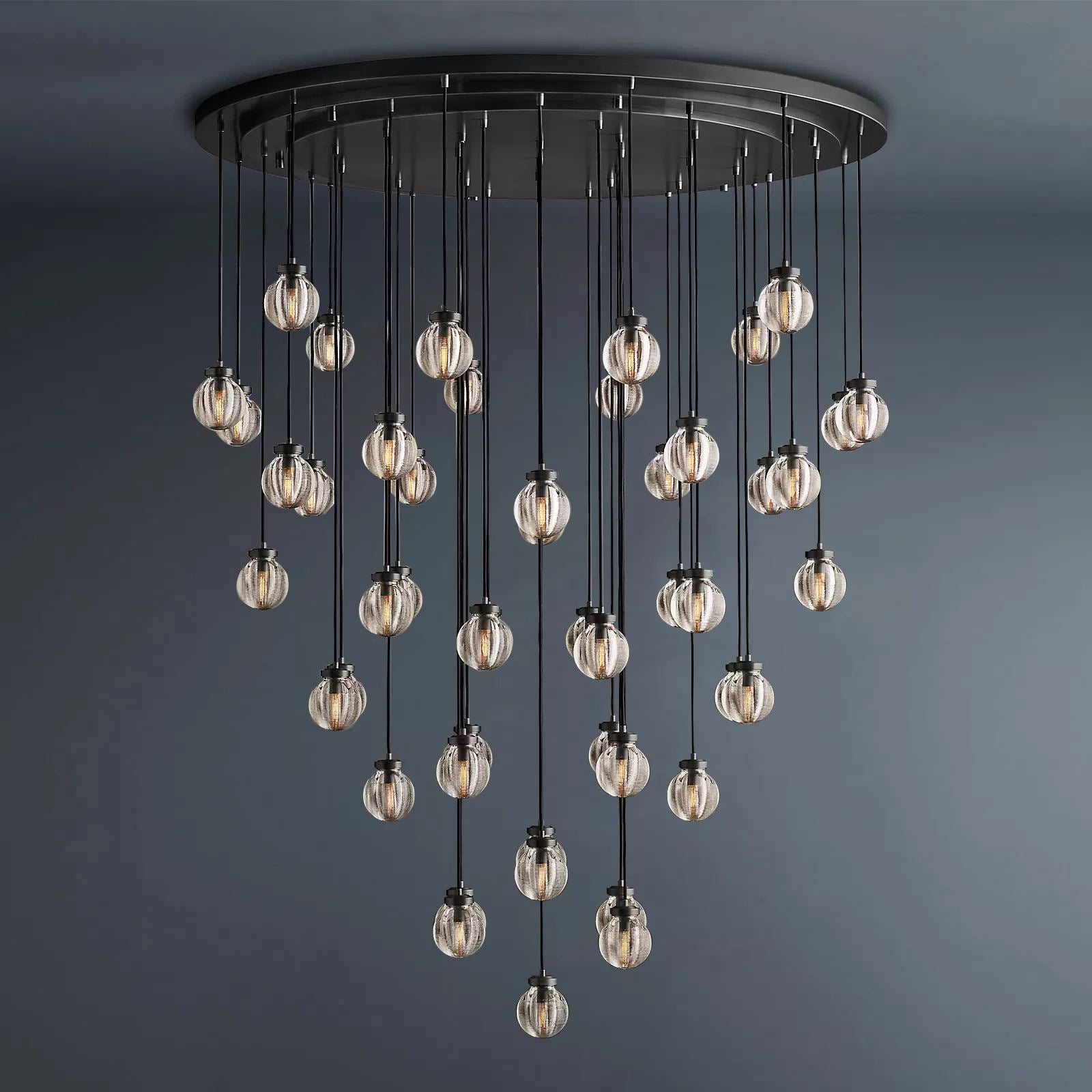 Pearl Round Chandelier Vintage Light Fixture 60-konalight