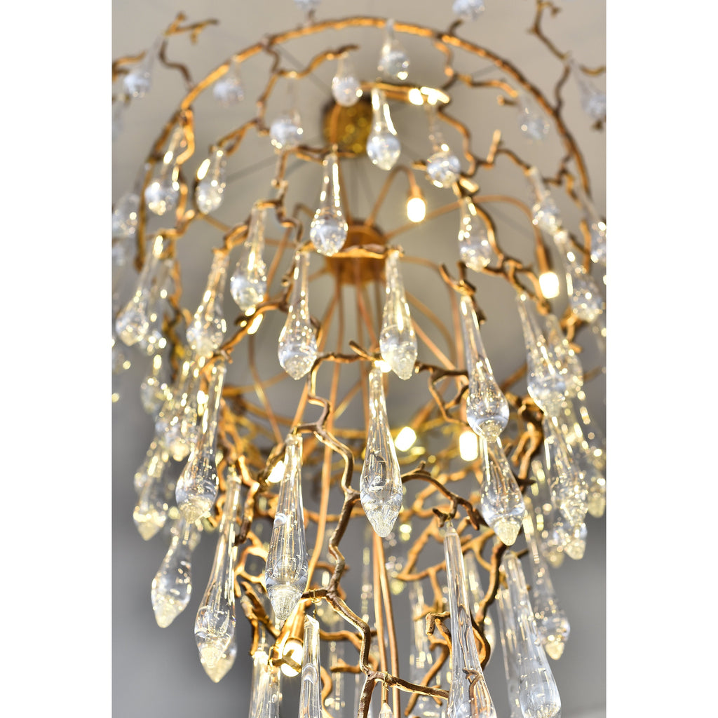 Branching Round Foyer Teardrop Chandelier