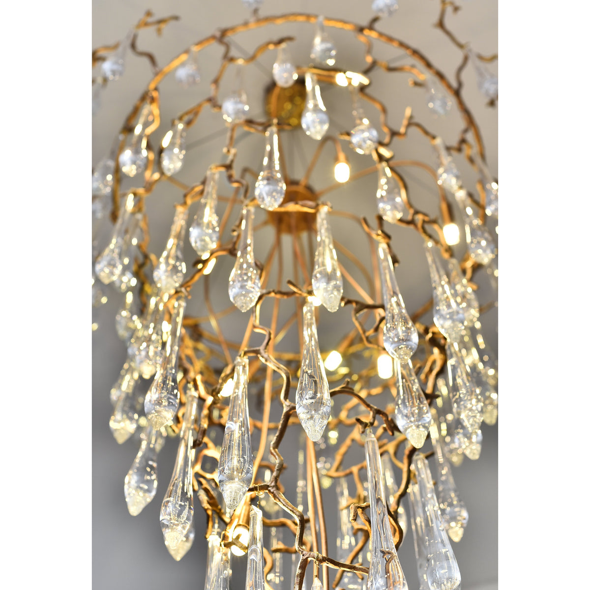 Branching Round Foyer Teardrop Chandelier