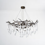 Branching Brass Extended Teardrop Round Chandelier
