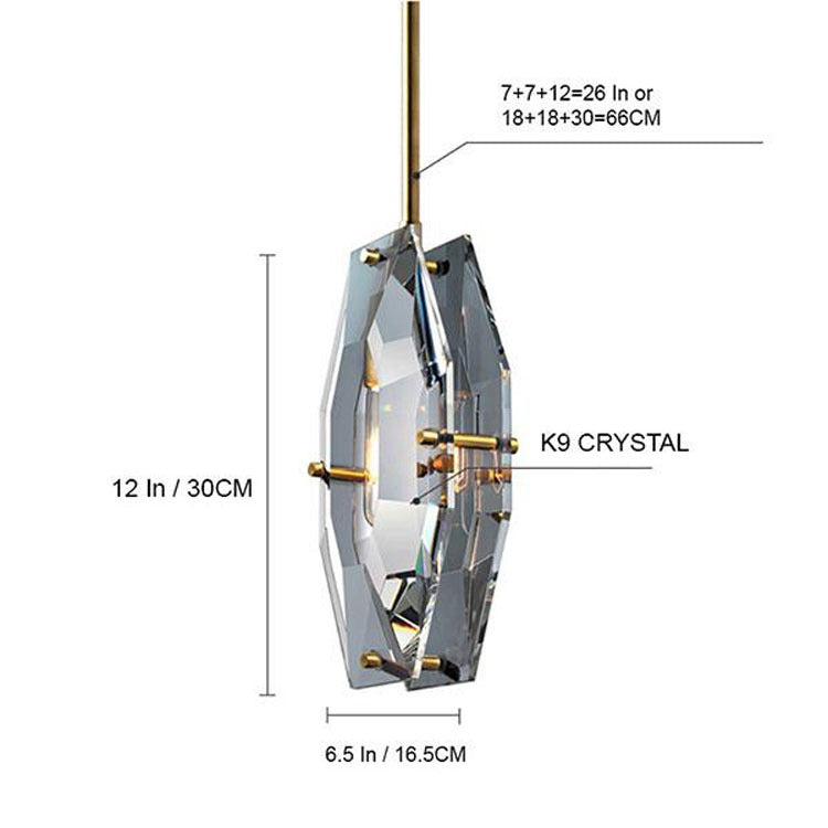Yagern Faceted  Smoke Crystal Pendnt Light