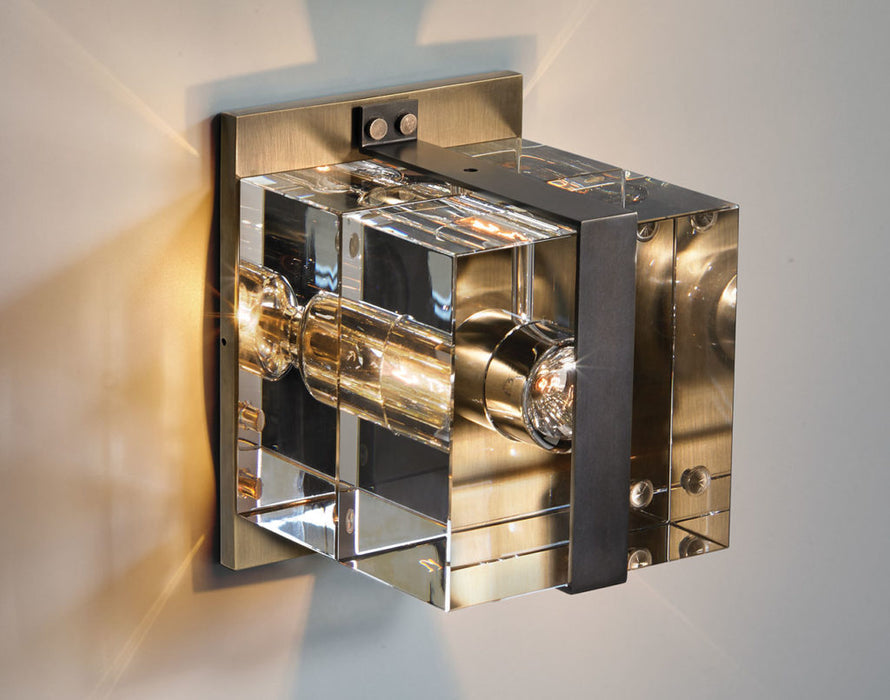 Yagern Square Crystal Brass Wall Sconce